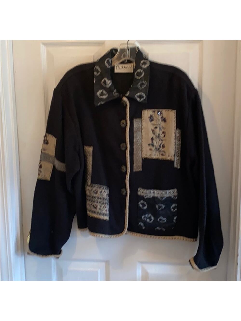 Flashback L Vintage black patchwork jacket.